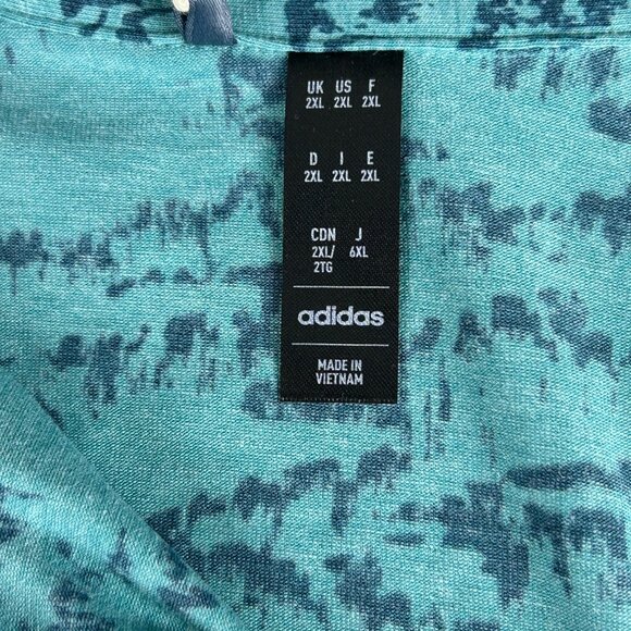 Adidas Polo Golf Shirt Mens 2XL Go-To Printed Green‎ Blue Shirt Preppy II7835 - Picture 11 of 16